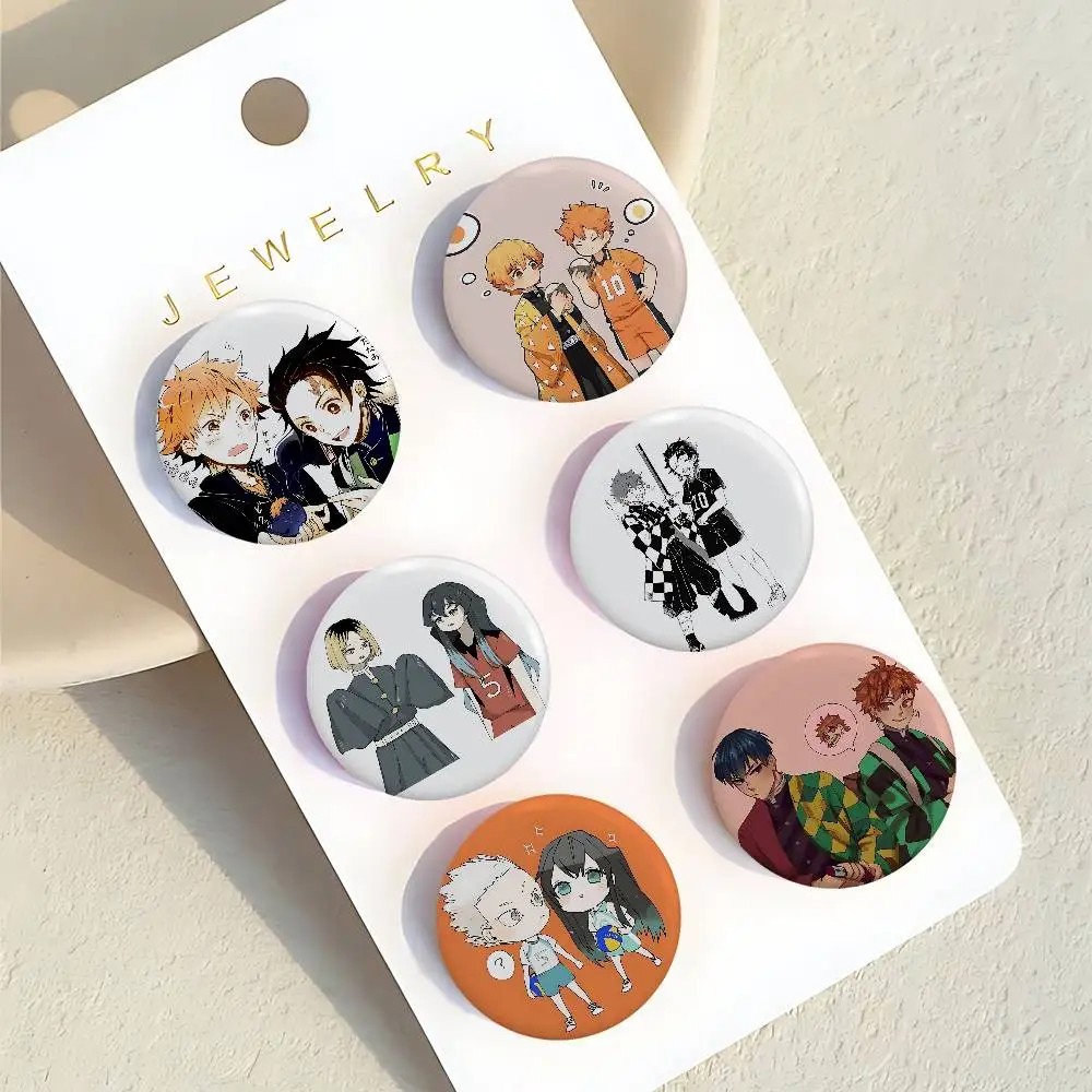 أمين H-Haikyuu و D-Demon القتلة شارات الإبداعية صفيح زر PinsBrooch الإبداعية يقتبس شارة الملابس على ظهره مجوهرات Gi