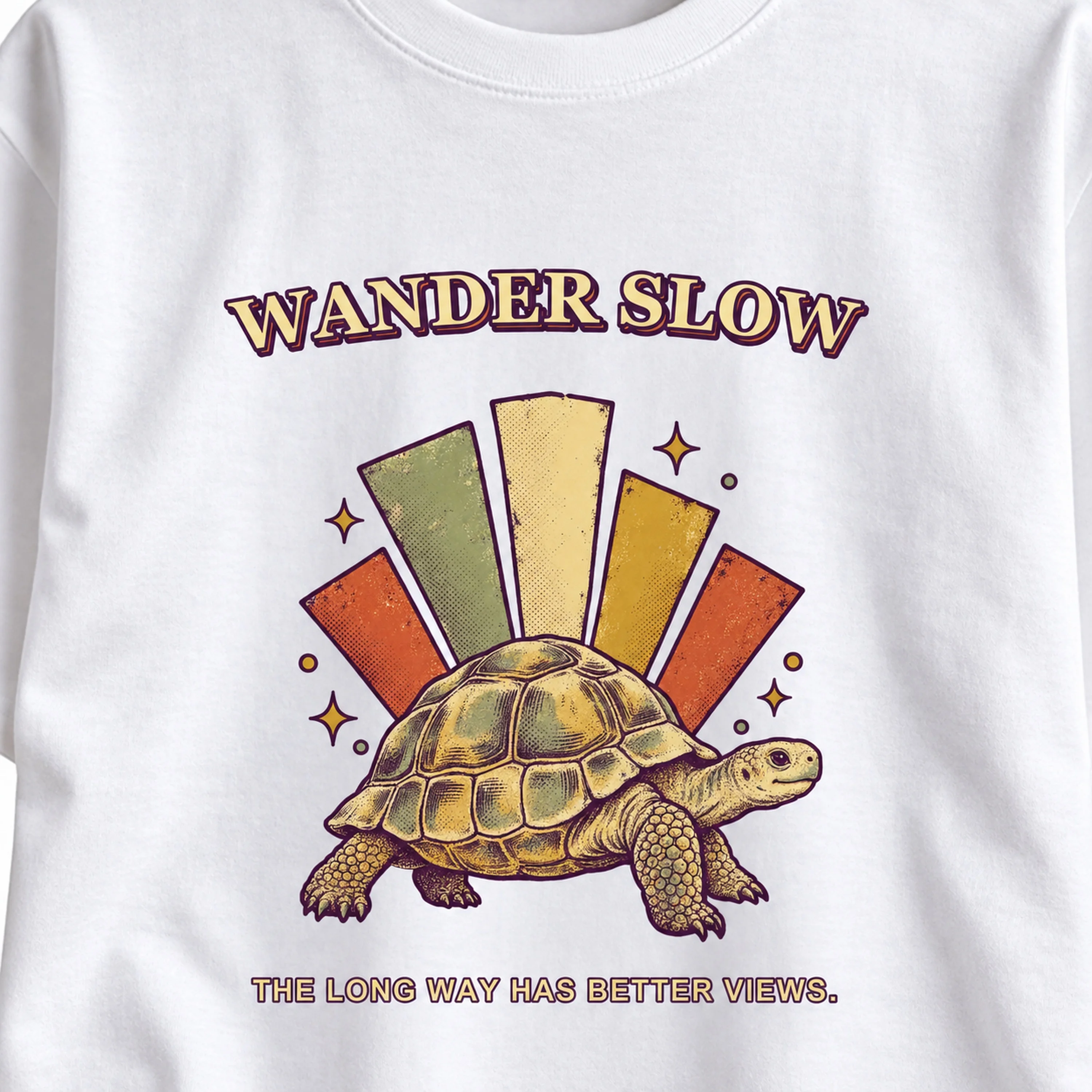 Wander Slow Retro Tortoise Graphic T-Shirt