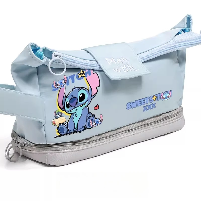 Bolsa para bolígrafos de Anime Kawaii Disney Stitch, estuche de escritura, estuches para lápices de dibujos animados, caja para lápices, almacenamiento de papelería de gran capacidad, Navidad