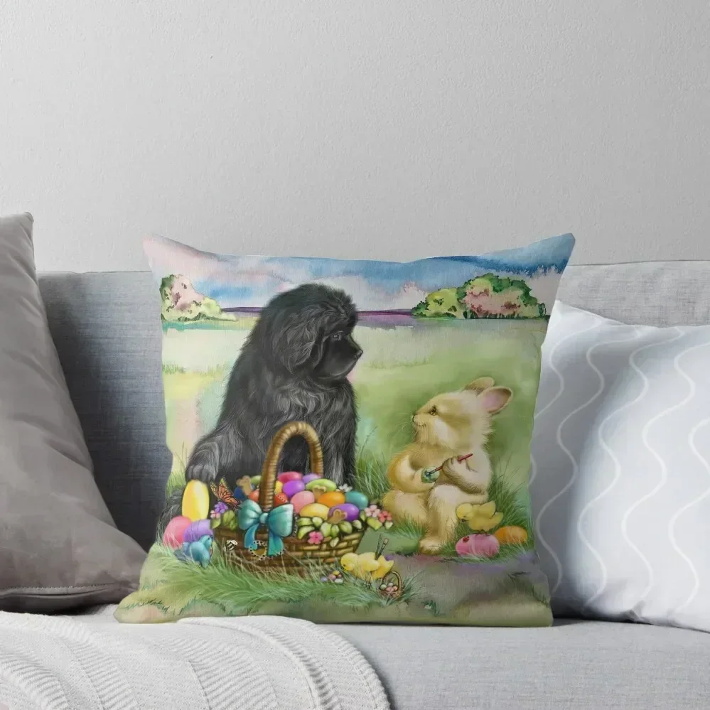 

Easter bunny, Newfie and chicks Throw Pillow Couch Cushions pillowcases for sofa cushions Couch Pillows pillow