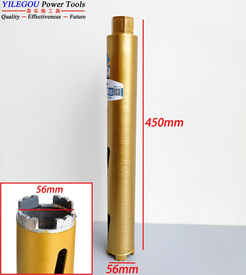 Droge diamantkernbit Diameter 32 40 51 56 63 mm x 450 mm Droge en natte diamantboor voor boren van bakstenen muur, stalen beton.