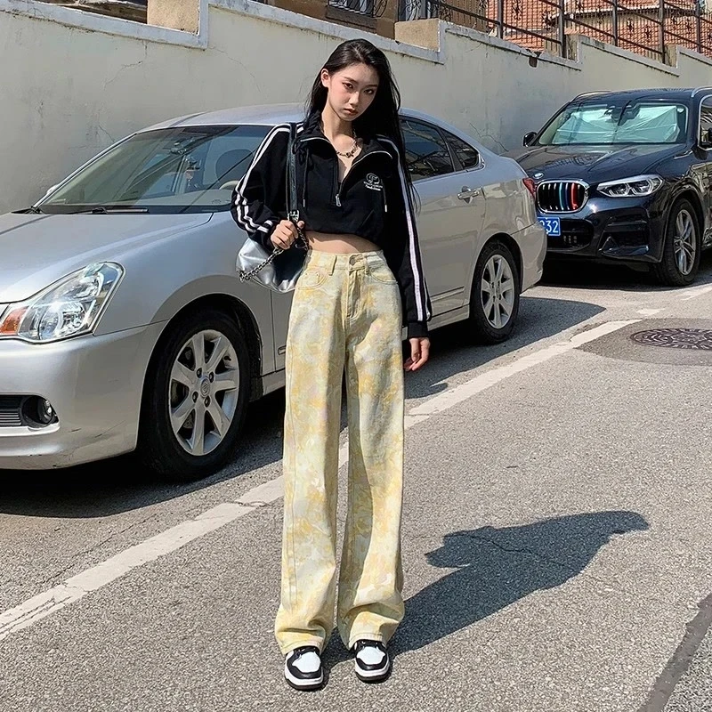 

Women's Y2K Wide Leg Jeans Casual Loose Fit Vintage Street Style Fashion Winter Patterned Pants