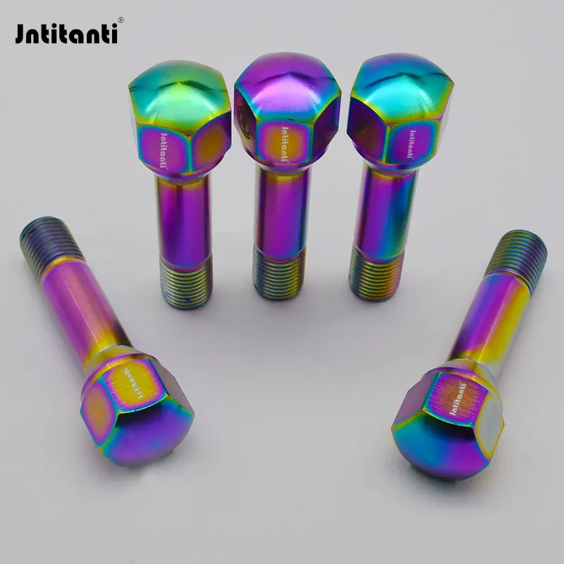 

Фабрика Jntitanti, никогда не ржавеют, гоночные детали, конусное сиденье Gr.5, титановый болт ступицы, колесный болт M14*1,5*52 мм для гоночного автомобиля Ferrari