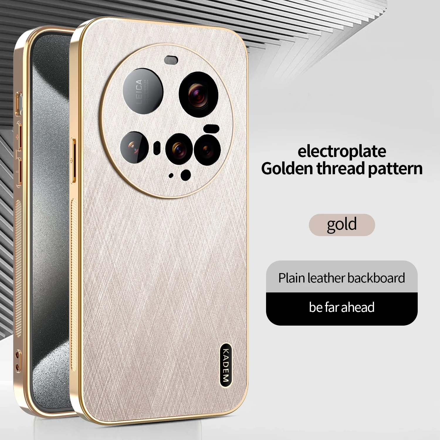 Pour Xiaomi 15 Ultra étui haut de gamme galvanisé magnétique fil d'or Texture Anti-chute couverture pour Xiaomi 15 Pro antichoc Funda