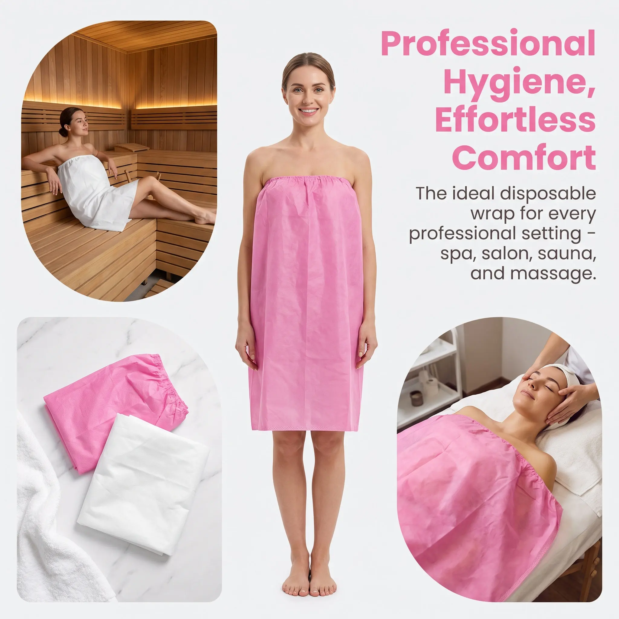 20Pcs Non-Woven Disposable Bath Skirt for Women Lightweight Breathable Spa Wrap Elastic Closure Sweat Steaming Gown Sauna Facial