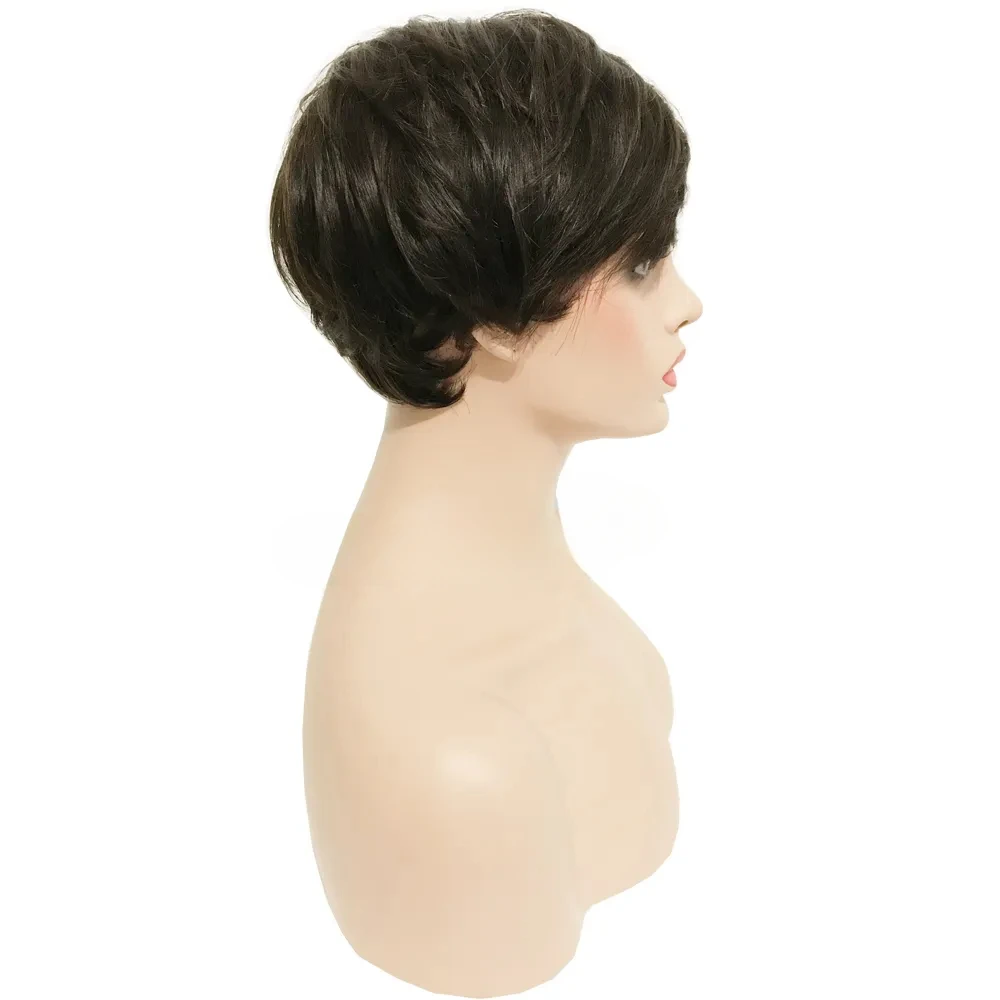 Perucas retas de cabelo humano para senhoras, perucas Pixie cut, lace front, cabelo do bebê, estilo africano, barato, curto, brasileiro