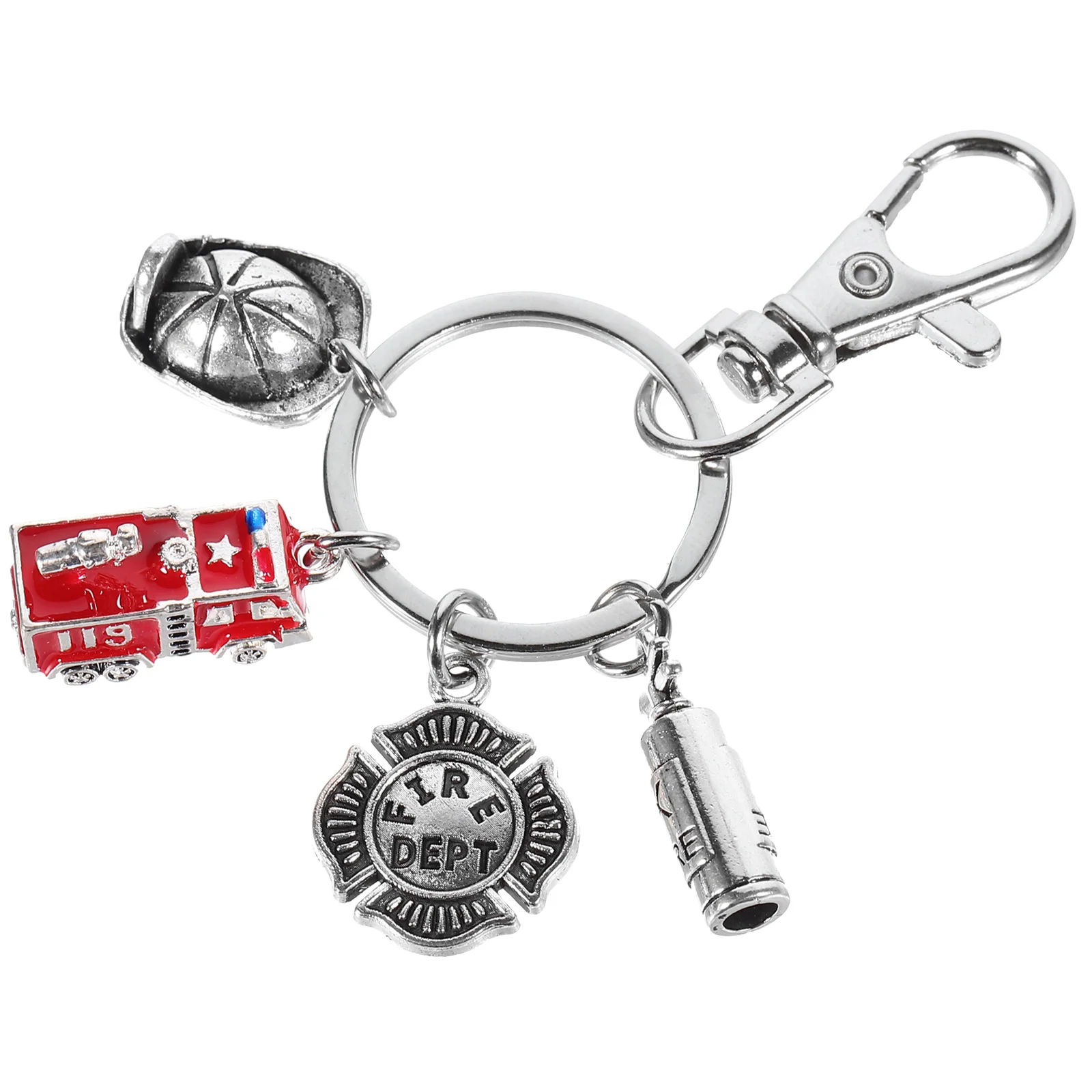Fire Extinguisher Firefighter Safety Equipment Man Car Alloy Key Chain for Keys