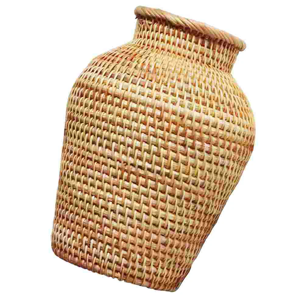 

1 pcs Rattan Woven Vase Rustic Flower Holder Home Decor Artificial Dry Flower Vase Living Room Office Hotel Decorative Home