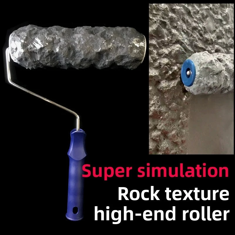 Art Paint Rock Texture Roller Brush, Wall Texture Embossing Tool, Interior Exterior Paint Roller for Hotel Villa Decoration