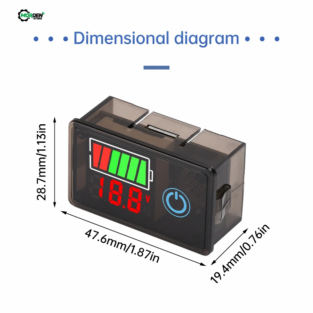 DC 8~100V Car Battery Voltmeter Charge Level Indicator Lithium Battery Capacity Meter Test Display LED Tester With Touch Switch