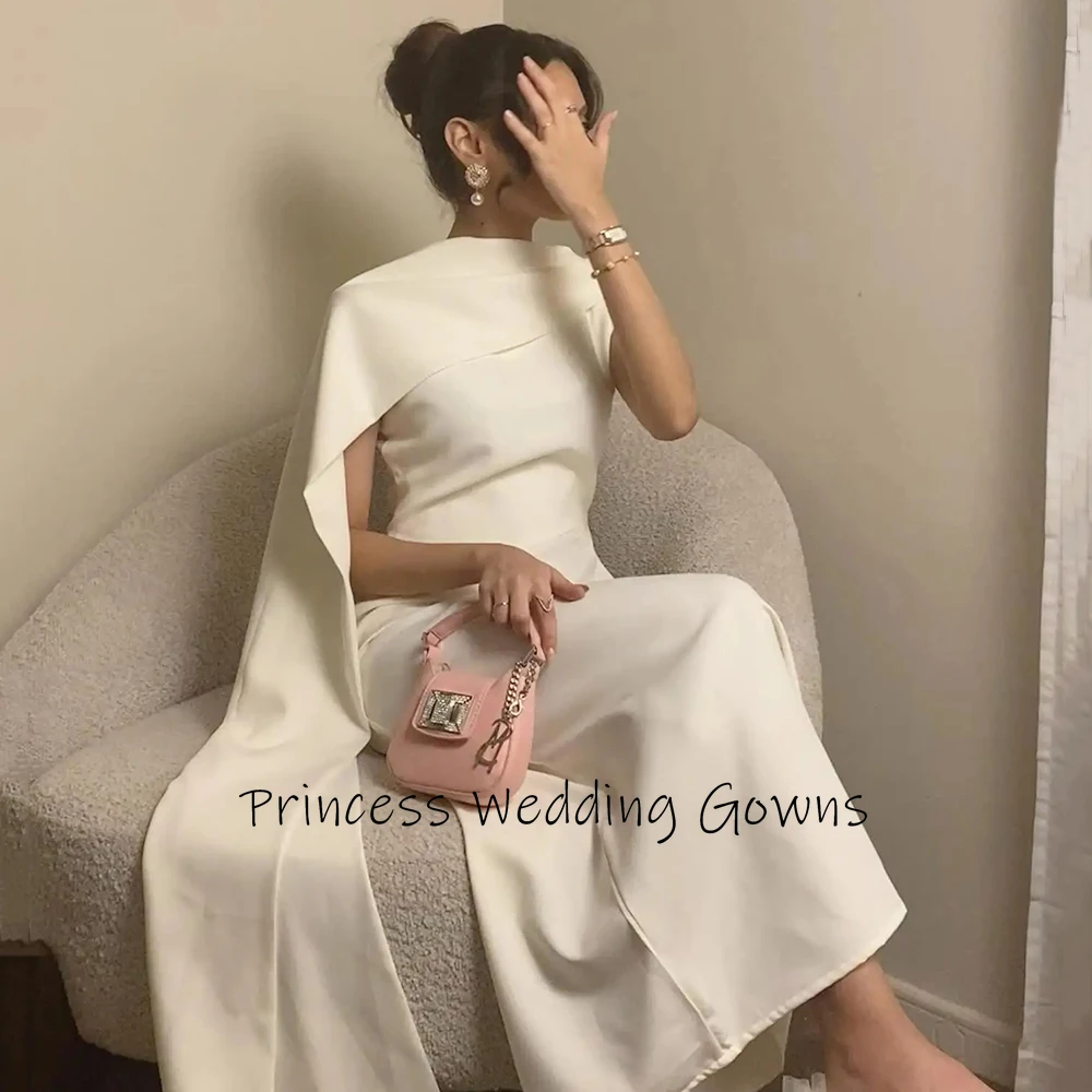 Yipeisha New Exquisite Simple Beige Prom Dress With Sweep Train Straight Evening Dresses Ankle Length Formal Occasion Gowns