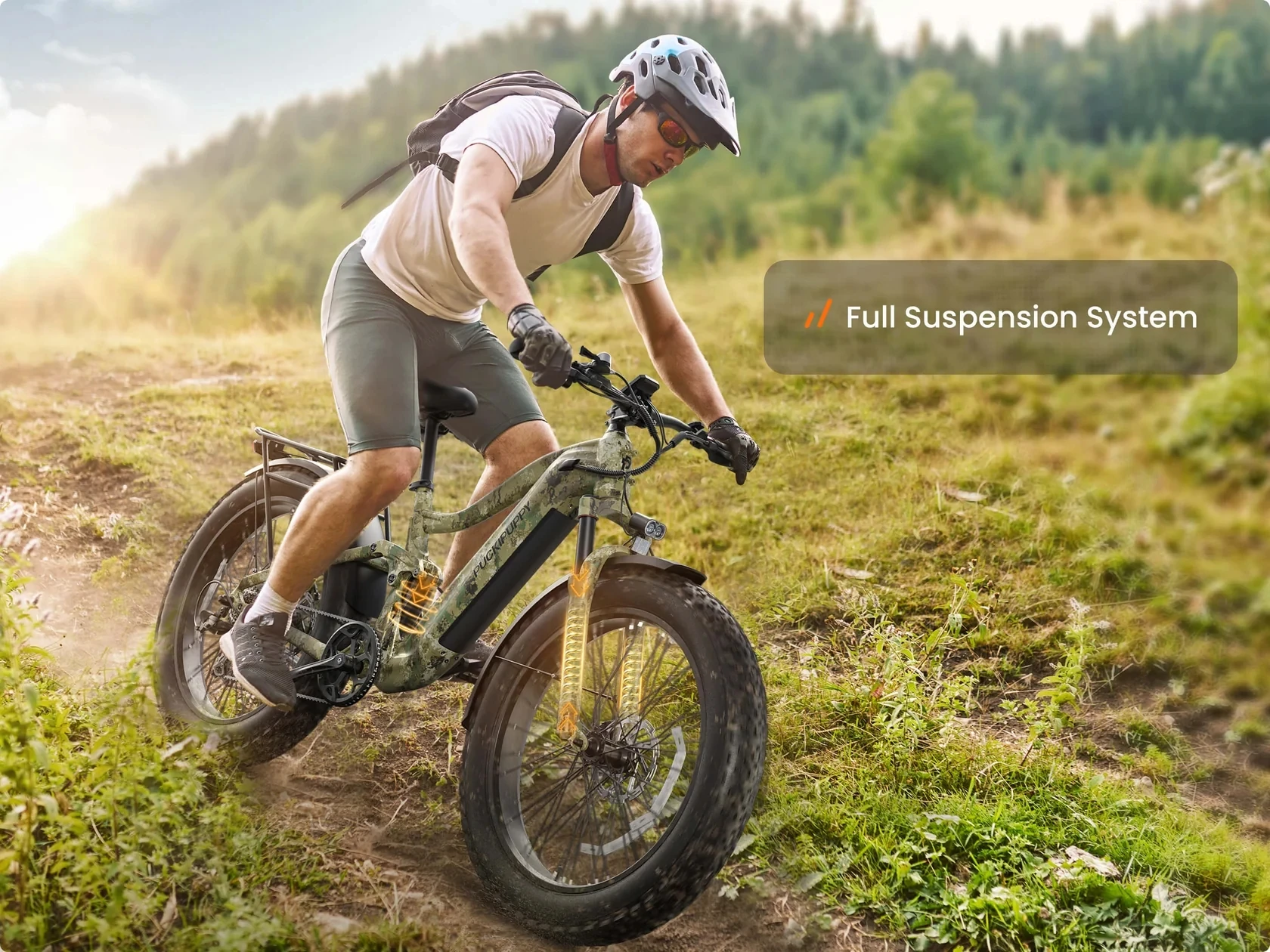 PUCKIPUPPY دراجة كهربائية للبالغين 960 واط 48 فولت 20 أمبير بطارية Ebike تعليق كامل 26 "الإطارات الدهون E الدراجة دراجة كهربائية جبلية