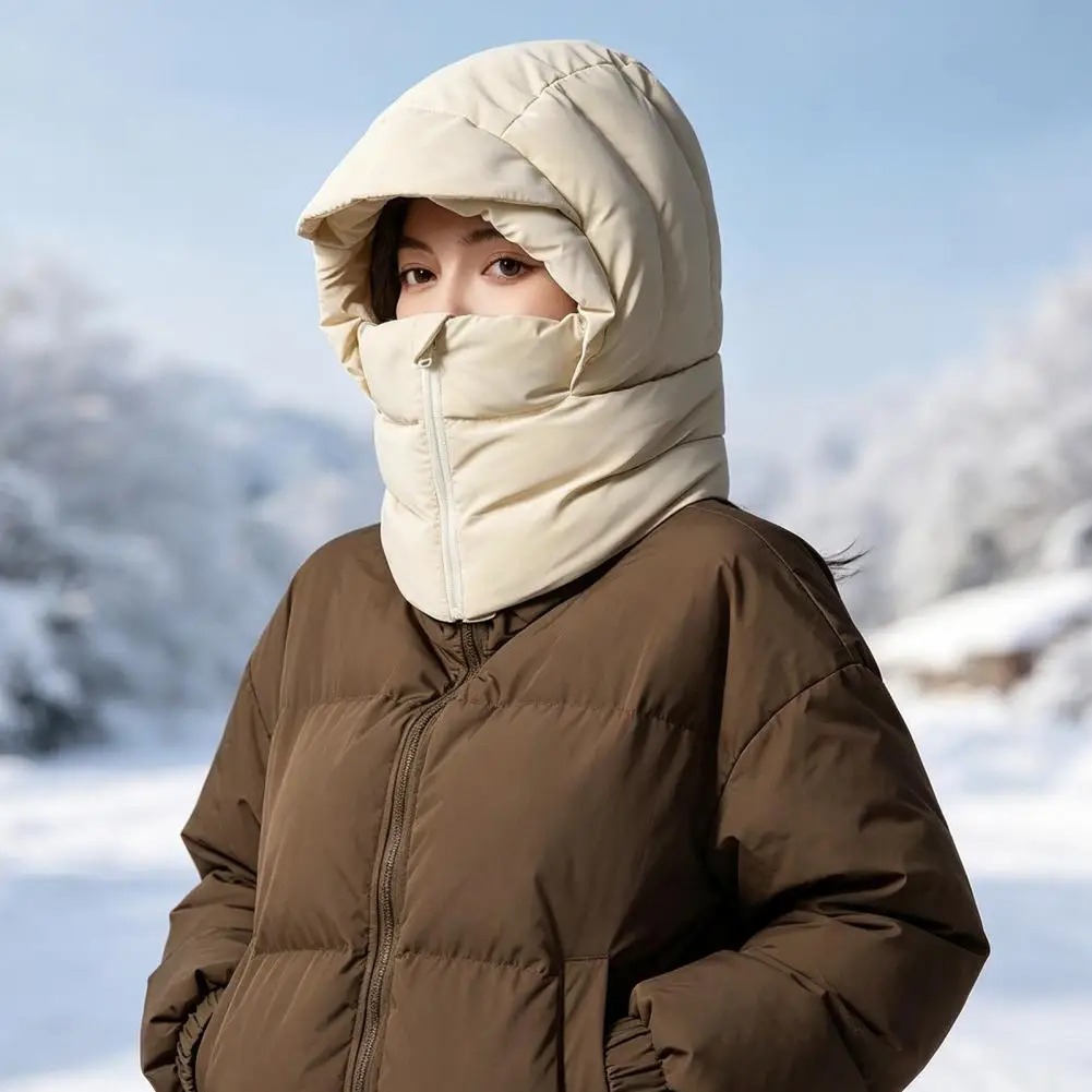 Women Winter Balaclava Hat, Wind-Resistant Face Mask Hat for Cold Weather Thermal Hooded Scraf Hat for Outdoor Ski Cycling