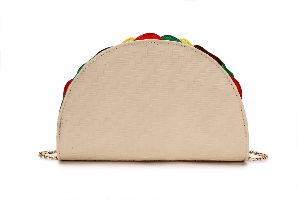 Cute Mexico Taco Shape Women Food Model Handbag and Purse Female Designer Clutch Party Bag Girls Chain Ladies Shoulder Bag