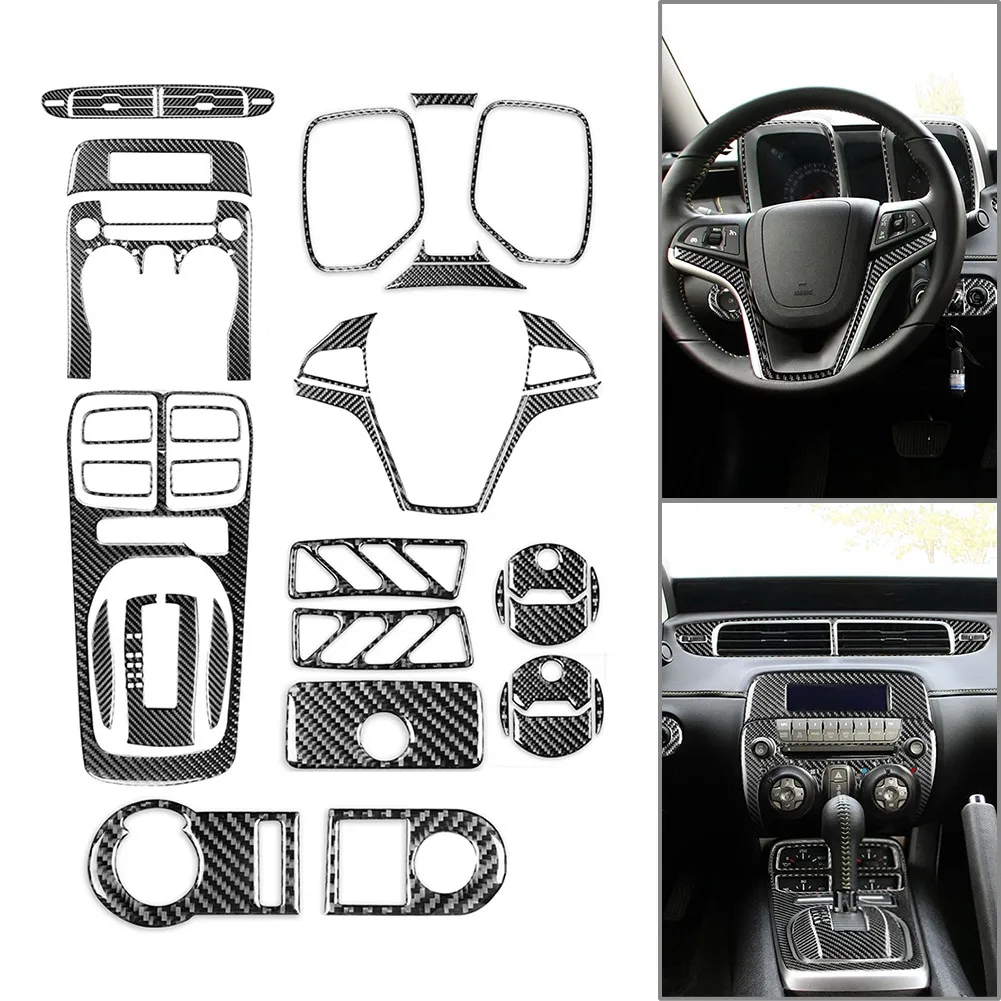 40 Pcs Carbon Fiber Car Full Set Interior Dashboard Decoration Cover Trim For Chevrolet Camaro 2010 2012 2013 2014 2015 LHD