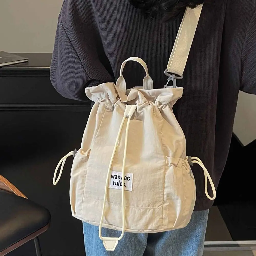 Large Capacity Sport Racket Storage Backpack Lightweight Solid Color Fitness Shoulder Bag Badminton Nylon Drawstring Fitness Bag