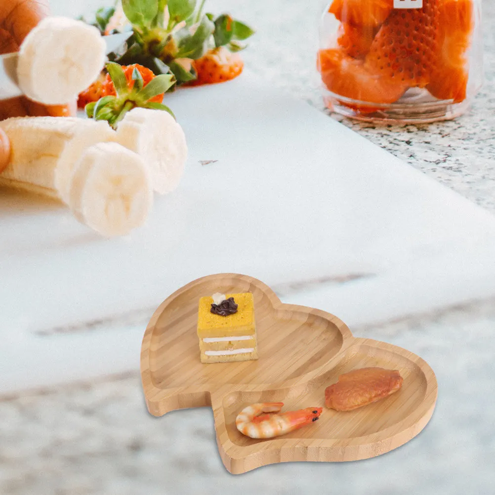 

Heart Shape Bamboo Food Serving Platter For Parties Barbecue Festivals Snacks Cake Fruit Dessert Appetizers Chips Bread