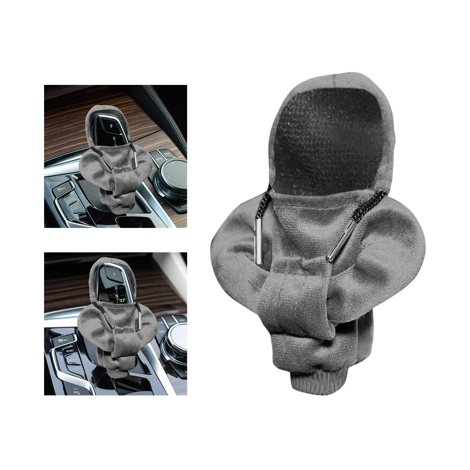 Auto Gear Shifter Knob Cover Funny Hoodie Interior Accessories Anti Slip Gray Interesting Cool Knob Gear Stick Protector