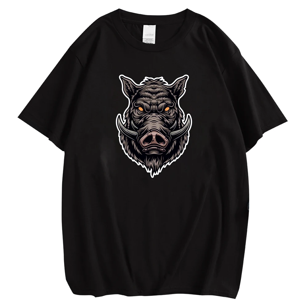 CLOOCL Cartoon Animal T-shirts Wild Boar Sticker Printed T-shirt 100% Cotton Tees Adult Teens Summer Short Sleeve Shirts S-7XL