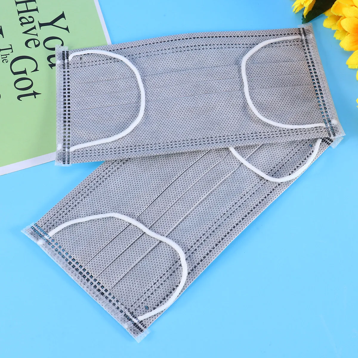 

50Pcs Activated Carbon Face Mask Lightweight Soft Nonwoven Disposable for Dust Germs Smoke Pollution Ash Protection Work Travel