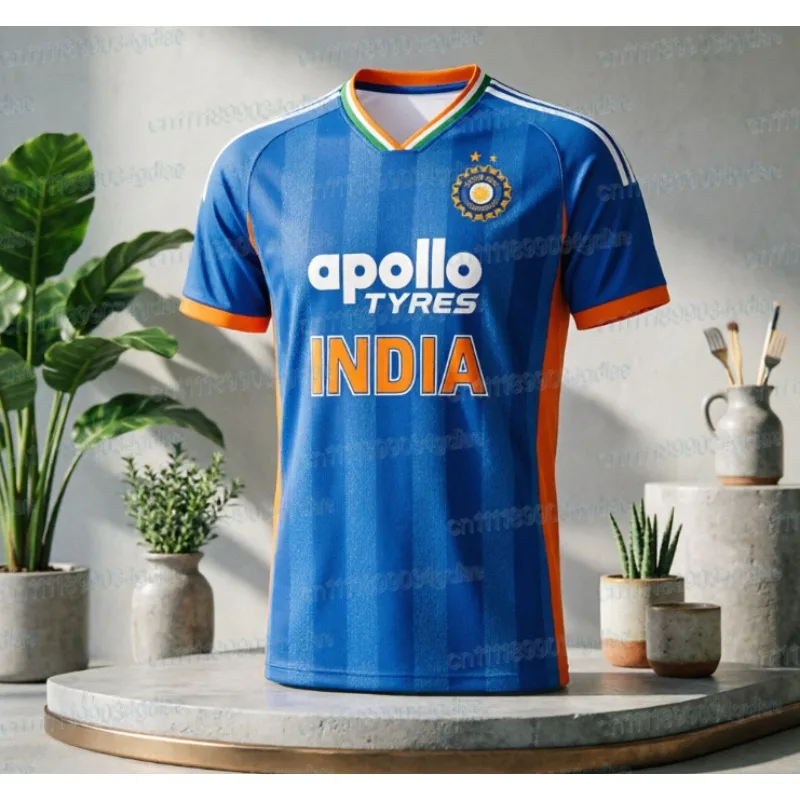 Maillot de cricket national indien 2026 Virat 18, impression 3D sur le devant et le dos, respirant, séchage rapide, t-shirt familial à manches courtes