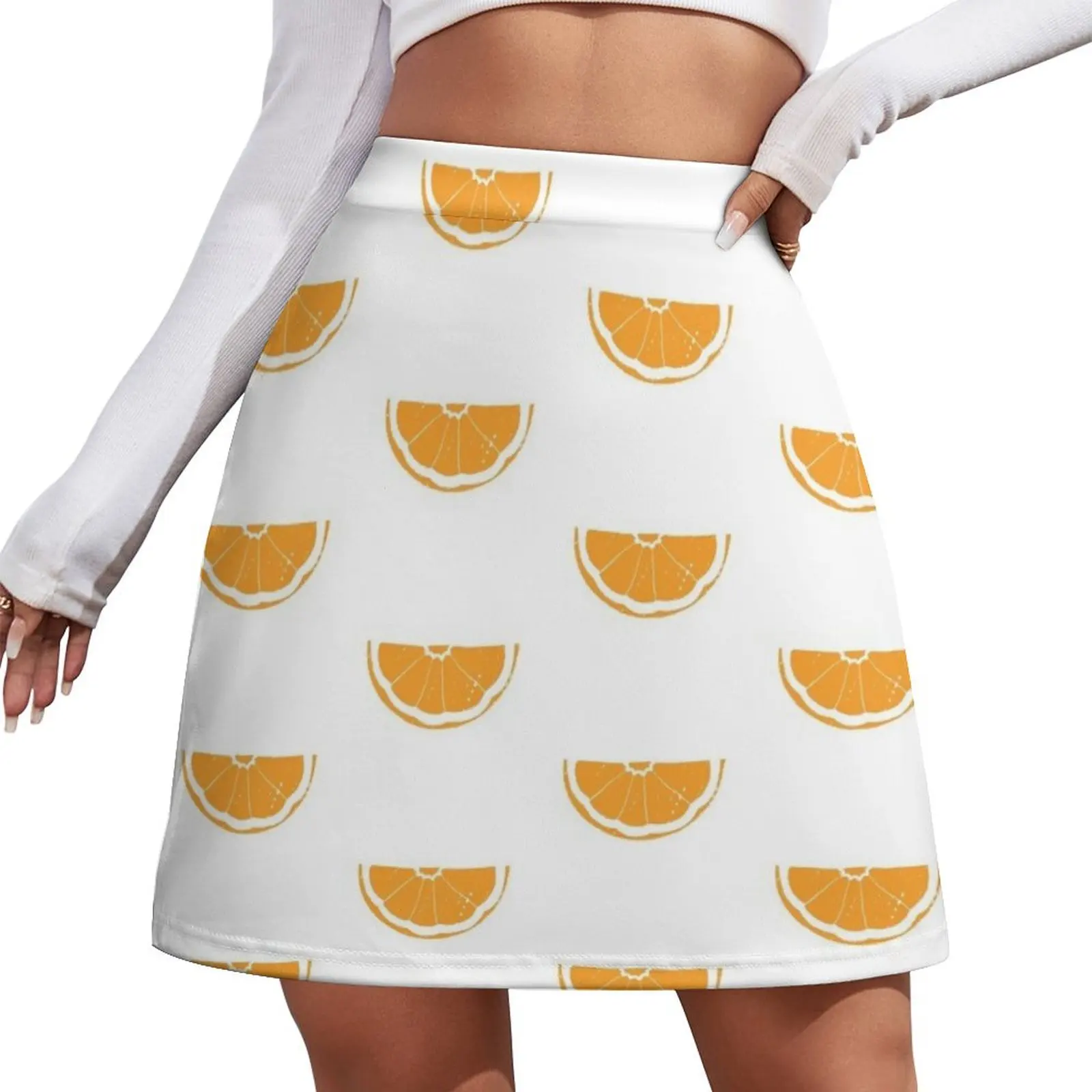 

Orange Wedge Print and Pattern Mini Skirt luxury women skirts korean style clothes women 2025