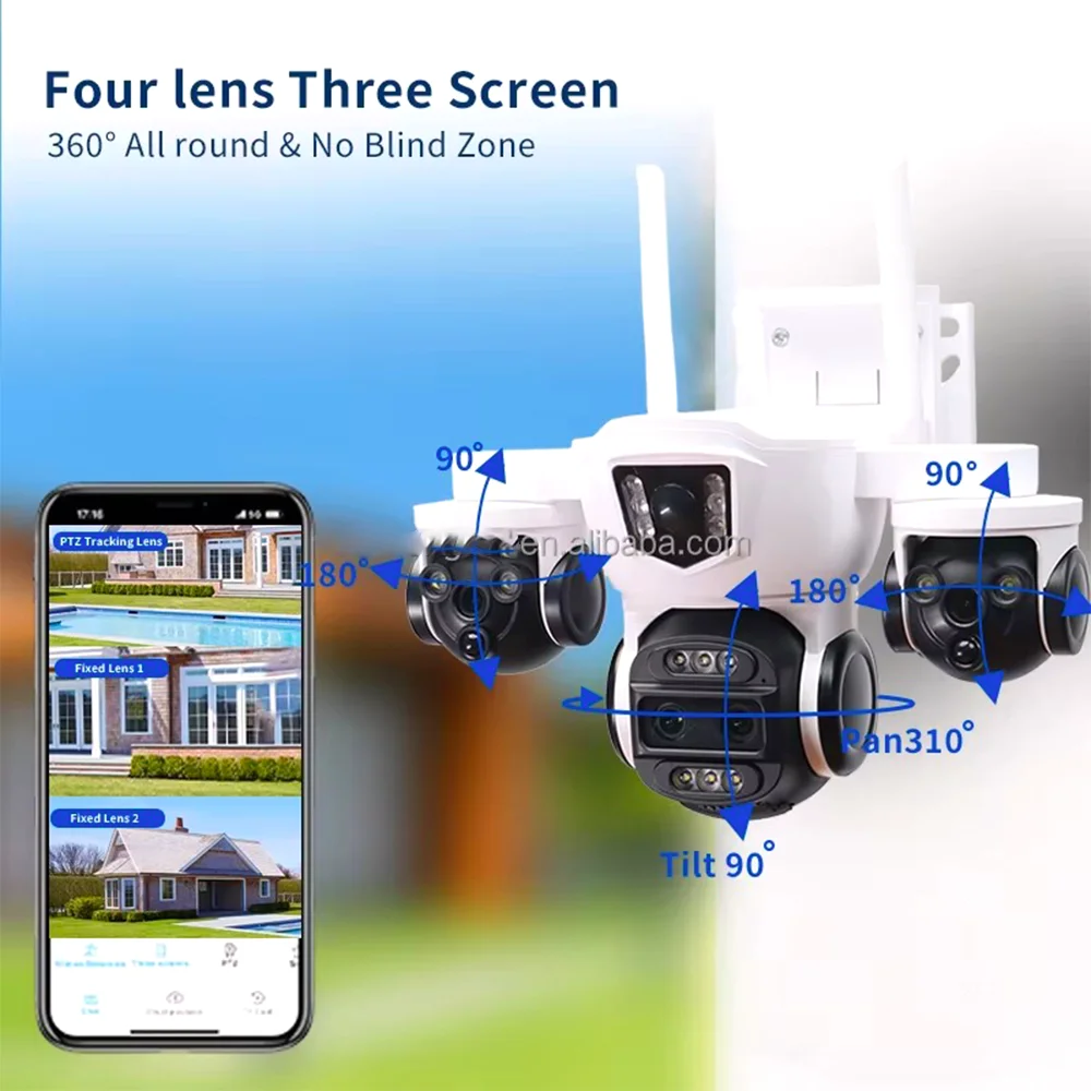 DIFANG 12MP 4G WiFi Solar PTZ Camera, 3 Screen Display 10X Zoom, Complete Wireless Outdoor Security, No Power Cable Needed
