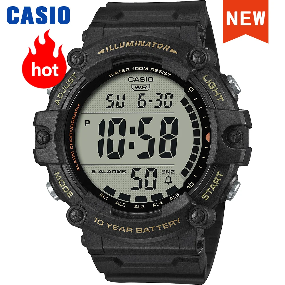 Casio-reloj deportivo de cuarzo para hombre, cronógrafo digital militar, resistente al agua hasta 100m, con batería de 10 años de duración