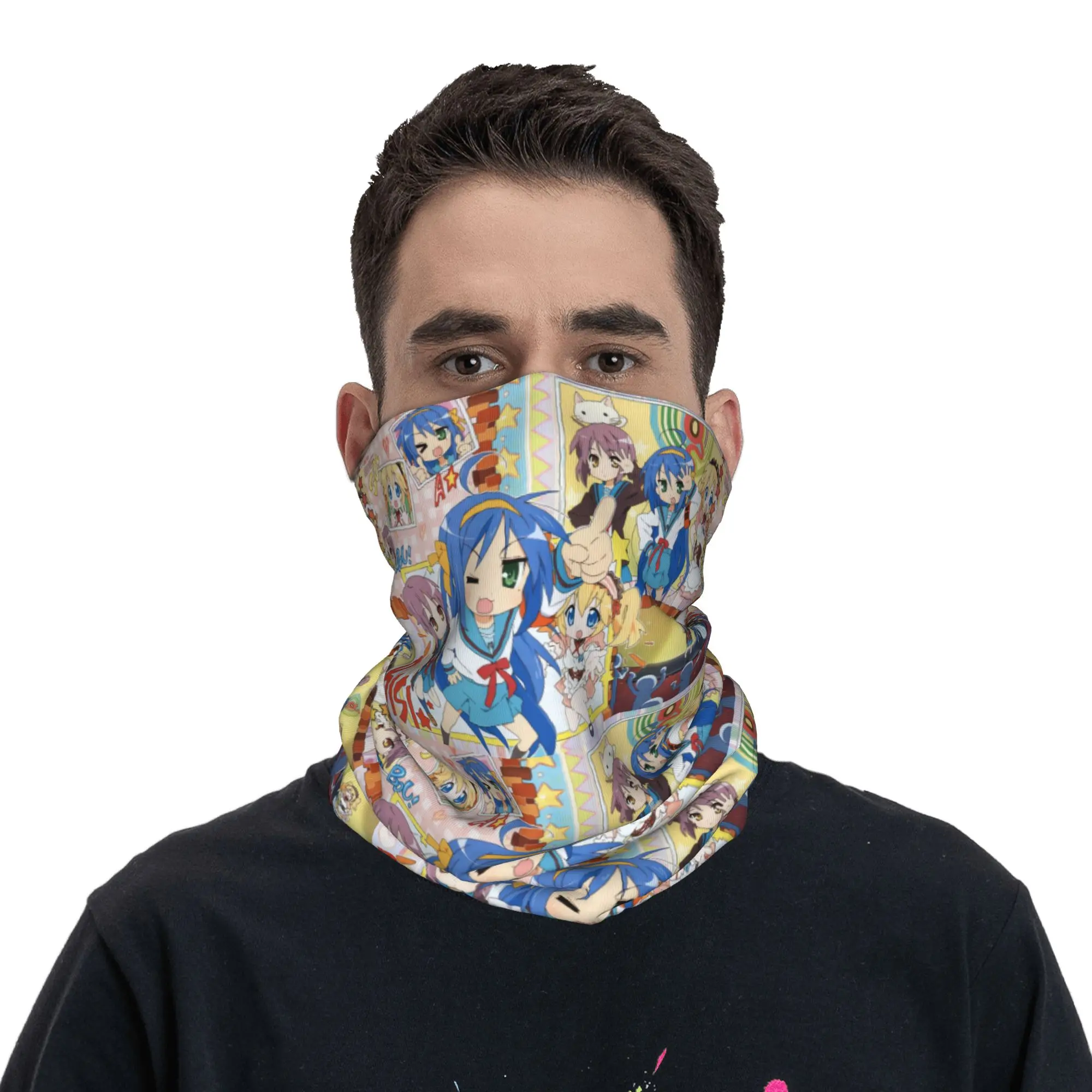 Kawaii Lucky Star Game Bandana الشتاء الرقبة أدفأ الرجال يندبروف التفاف الوجه وشاح للمشي لمسافات طويلة أنيمي اليابانية الجراب عقال #4