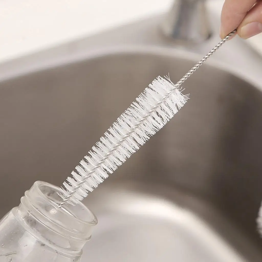 Sucker Brush Stainless Steel Straw Cleaning Tool for Drinkware Cylinders Bottles and Kitchen Use 200mm