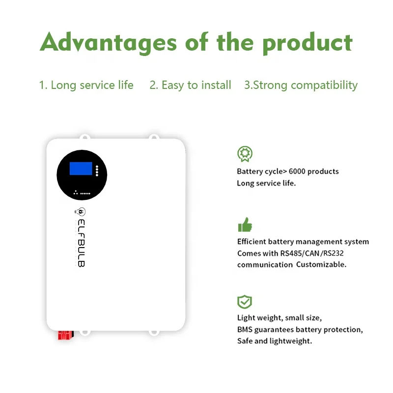 Batteria al litio da 10 anni a vita 51 V 100 Ah per sistema solare Batteria al litio per accumulo di energia BMS Ciclo profondo 51,2 V