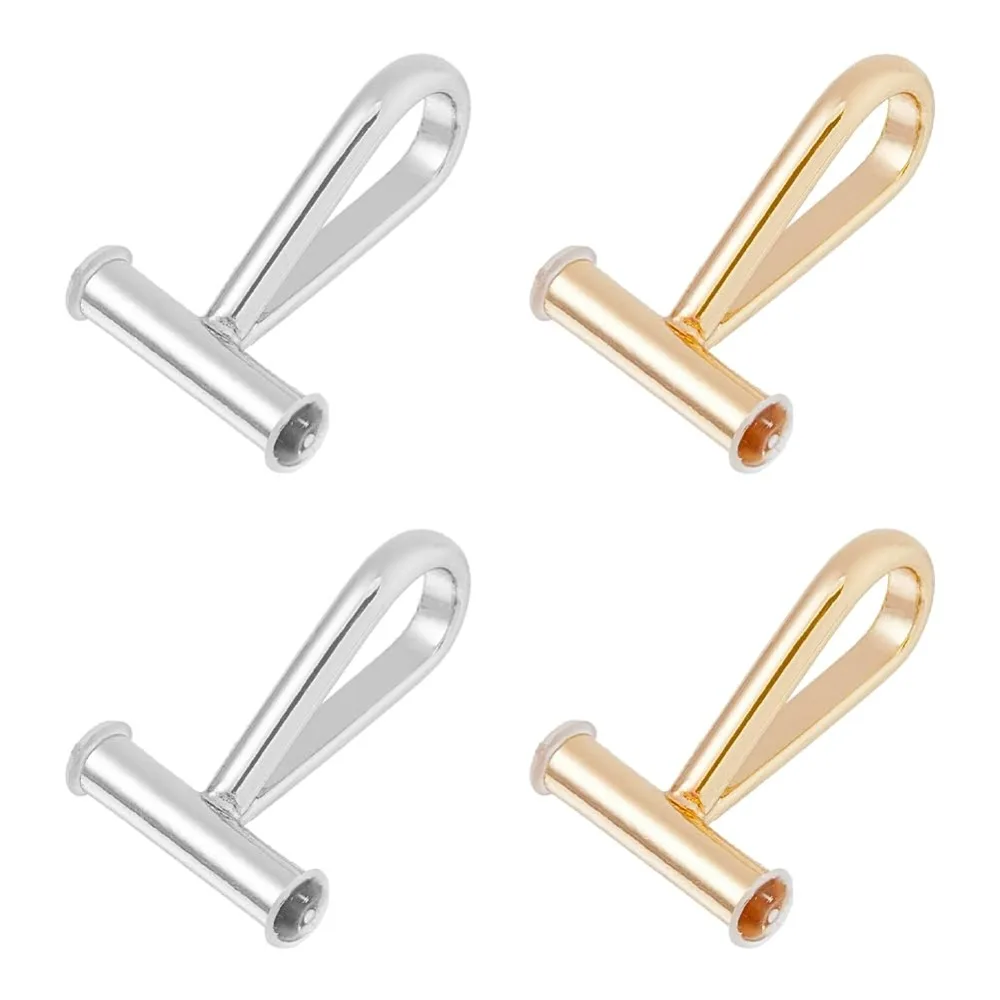 4PCS 2 Colors Alloy Pin to Pendant Converter Brooch Pendant Converters Convert Pin to Necklace Brooch Converters with Built-in