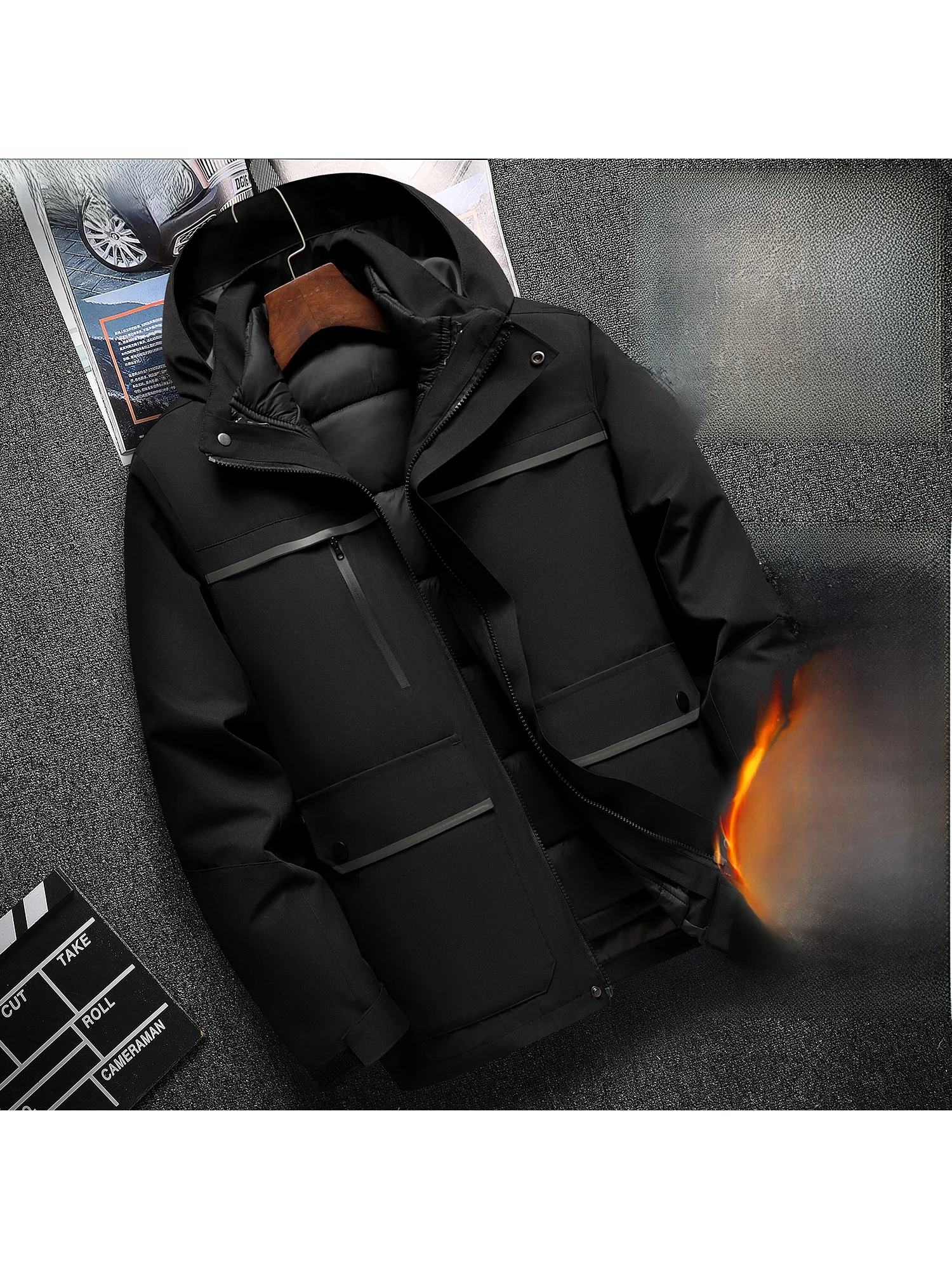 

Thiened Winter Workwear Cotton Jaet Removable Warmth Men's plus Size Engineering Thiened Workwear Detachable Inner Liner