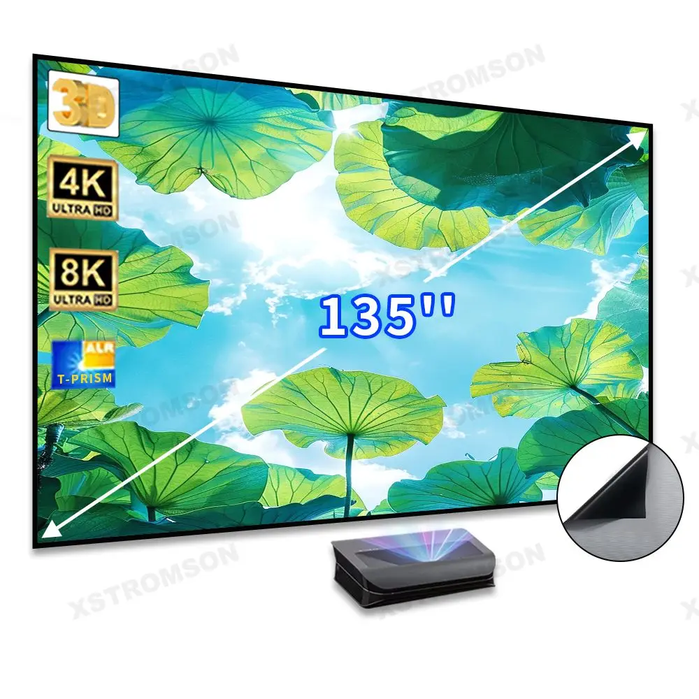 

135'' UST ALR Video Projector Screen Grey Crystal Ambient Light Rejecting Projection Screen With Frame for Laser UST Projector