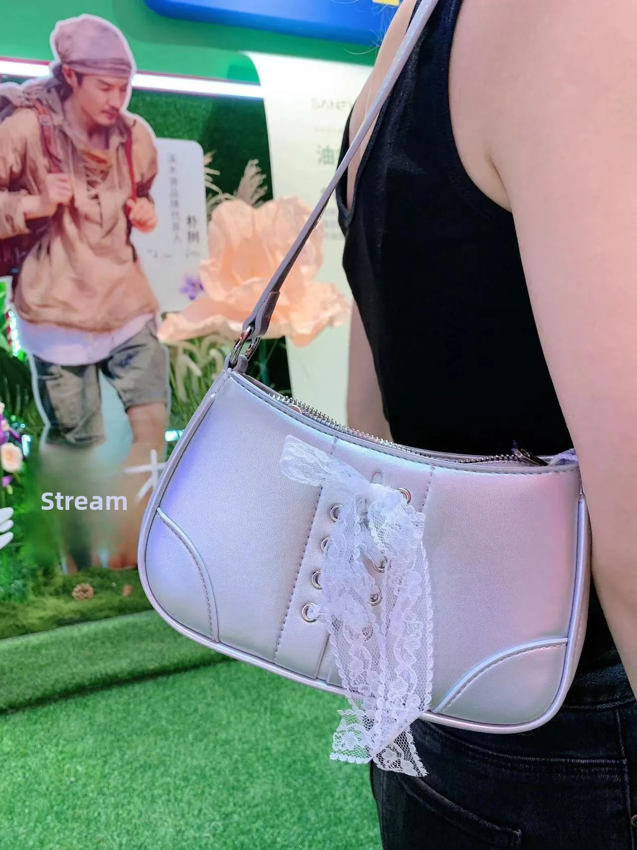 

Ele Korean Sle Sweet Ballet Feel Chain Underarm Bag Small Forest System Handbag oulder Crossbody Bag