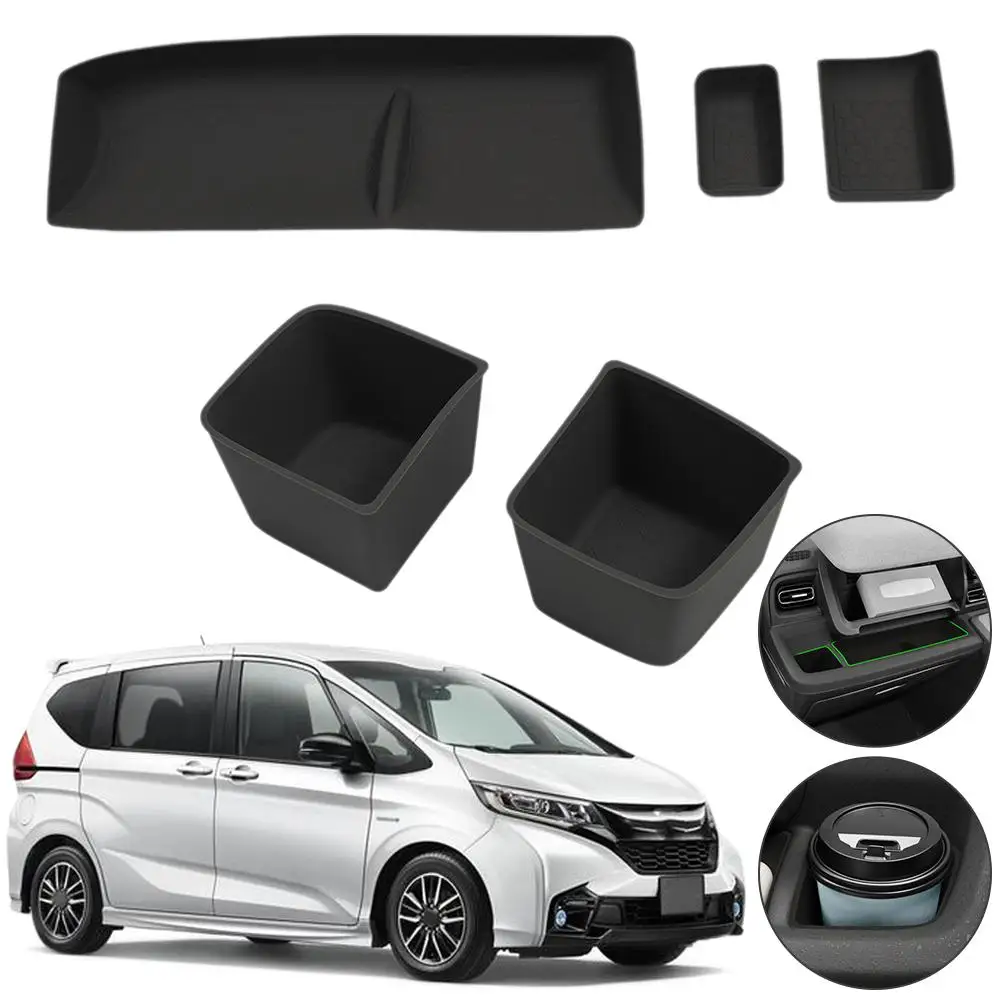 5pcs For 24 Honda Freed Silicone Anti-slip Mat 3pcs Instrument Panel Storage Tray+2pcs Cup Holder Car Interior Storage Part D7Y3