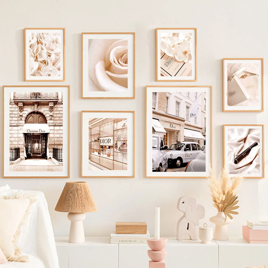 French Garden Luxury Ring Beige Street View Wall Art Canvas Painting Nordic Posters And Prints Pictures For Living Room Decor