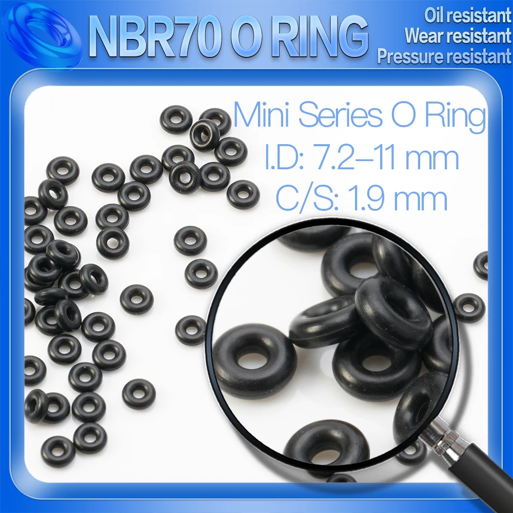 100PCS/Lot Nitrile Rubber Black NBR CS 1.9 MM ID 7.2/7.7/7.8/8/8.2/8.5/8.8/8.9/9/9.2 MM O Ring Gasket Oil Resistant Waterproof