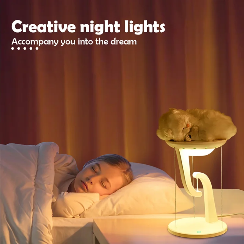 

A02M-Novelty Floating LED Desk Lamp With Wireless Charger And Touch Control For Bedroom Decorative Lighting