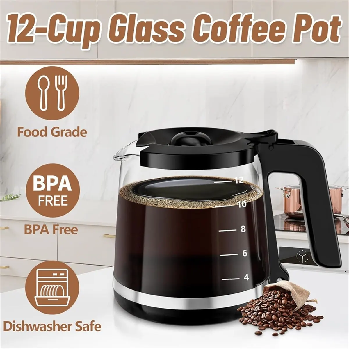12 Cup Coffee Pot Replacement for Maker , PC, SC, BVMC-RF300, BVMC-MSX23-NLY, BVMC-SC12BL1-2