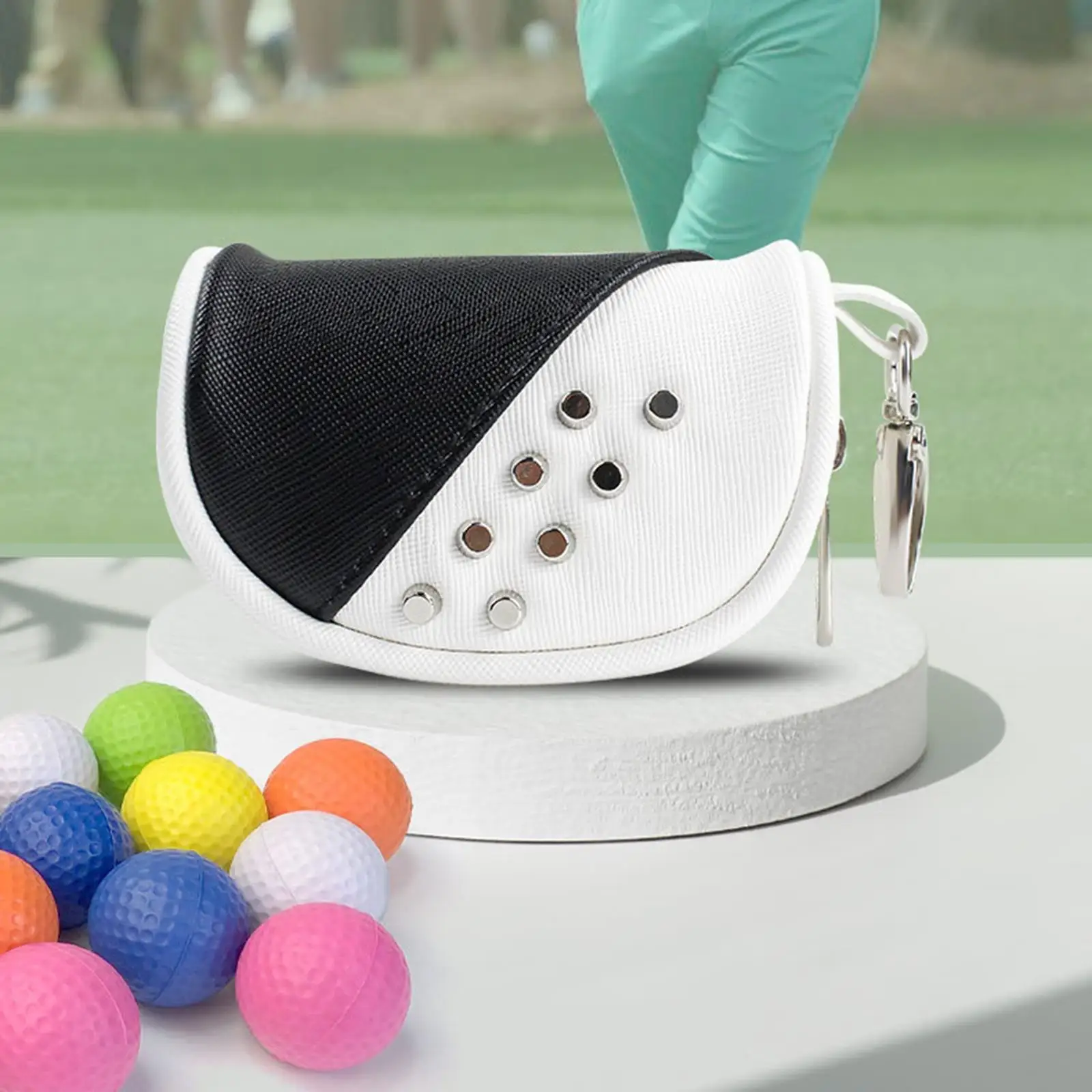 

PU Leather Golf Ball Storage Pouch Lightweight Equipment Bag Sports Accessory for Golf Practice and Play