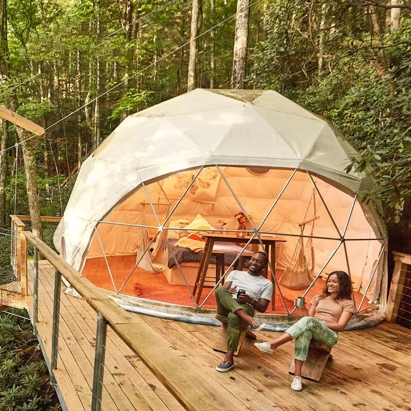 Custom Luxury Geodesic Dome Tent Steel Frame Glass & PVC Combined Glamping Tent for Outdoor Hotel Tiny Home