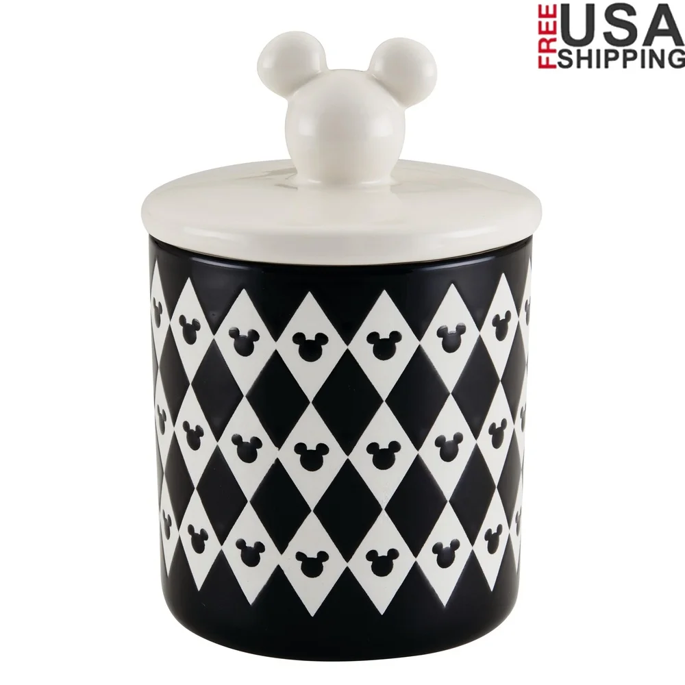 

Монохромная керамическая канистра, герметичная крышка, Микки Маус, геометрический узор, кухонное хранилище, сухие товары, забавный декор, домашний шеф-повар
