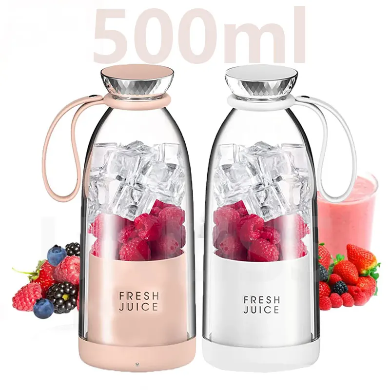 500 مللي عصارة محمولة 6 شفرات قابلة للشحن خلاط لاسلكي عصارة كهربائية كوب 2400mAh خلاطات الفاكهة الطازجة عصير Cu