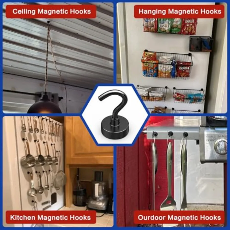 Pack Magnetic Hooks, 30lbs Magnet Hooks for Cruise Cabins, Strong Magnetic Hooks Heavy Duty, Magnets with Hooks, Metal Magnetic