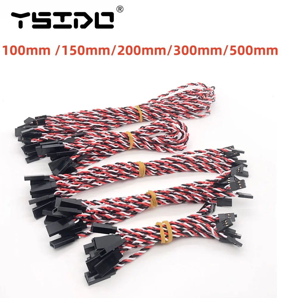 10pcs YSIDO 100mm/150mm/200mm/300mm/500mm RC Servo Extension Cord Cable Wire Lead JR For RC Helicopter Ariplane Fixed-Wing Drone