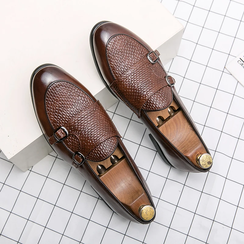 

Large Size 48 Pairs of Spliced Buckle Loafers Fashionable Comfortable Breathable Simple Business Casual Formal Shoes