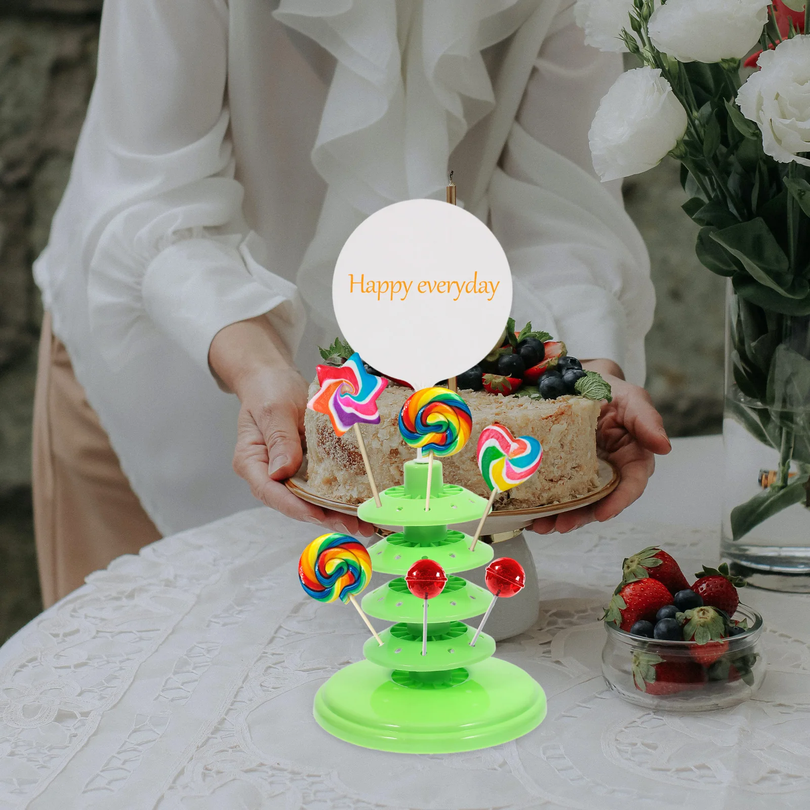 

Reusable Lollipop Stand Cotton Candy Display Holder Multi-Layer Plastic Rack Desktop Display Displaying Supply for Party