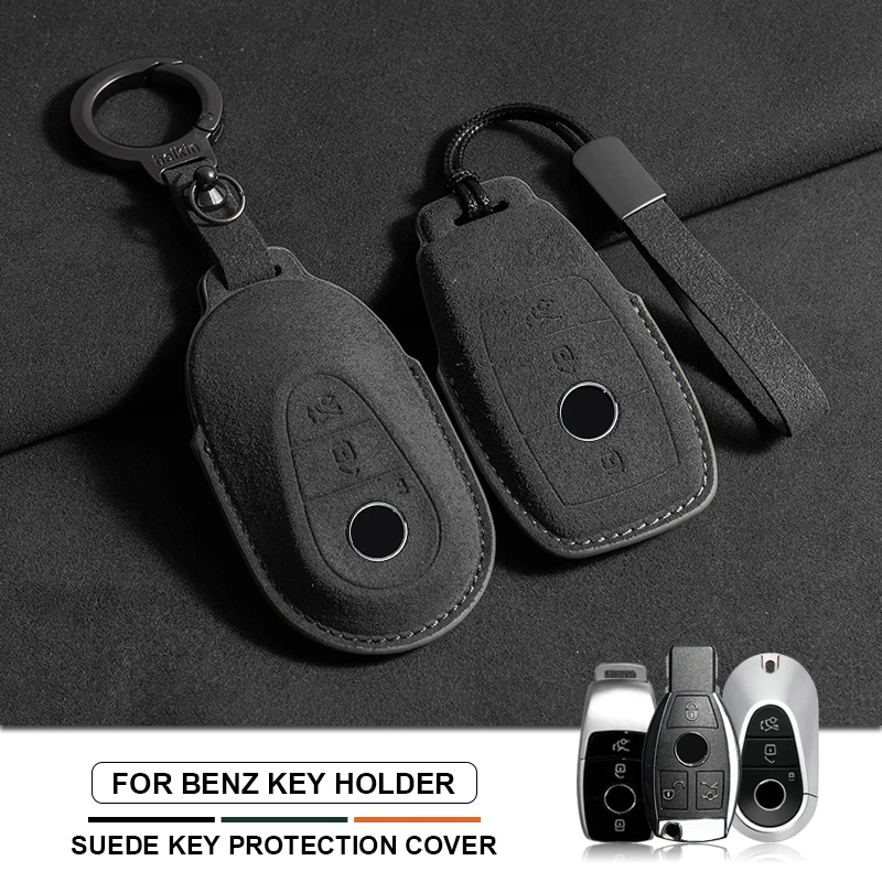 

Suede Leather Car Remote Key Case Cover For Mercedes Benz A C E S G Class GLS GLA GLK GLC CLS CLA AMG W204 W205 W212 W463 W176