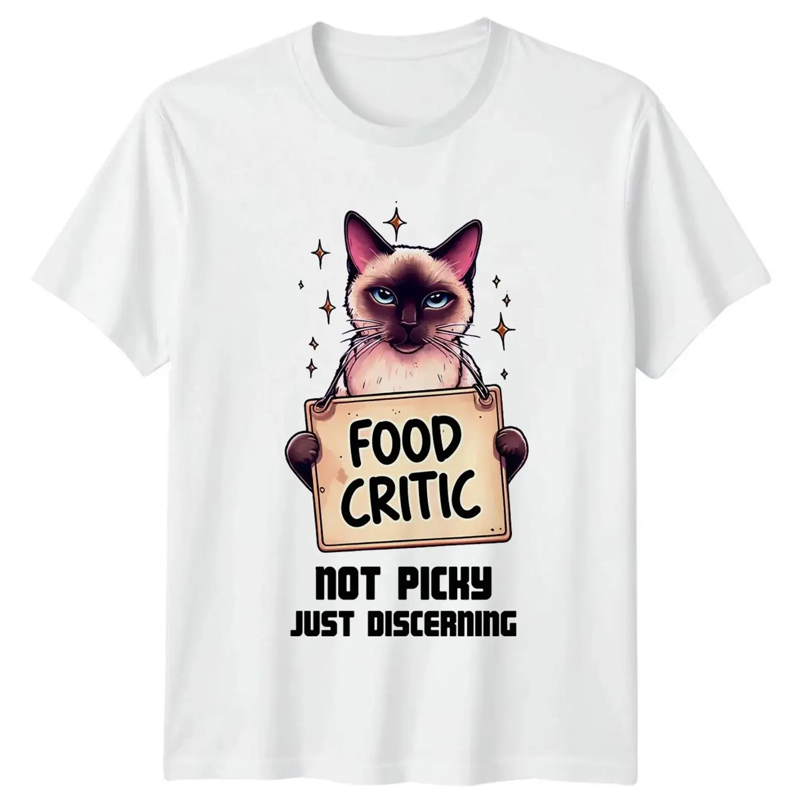 Food Critic Siamese Cat T Shirt Not Picky Just Discerning Funny Pet vintage Washed Comfortable streetwear Soft